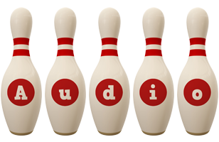 Audio bowling-pin logo