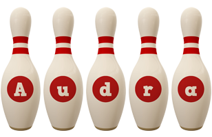 Audra bowling-pin logo