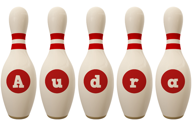 Audra bowling-pin logo
