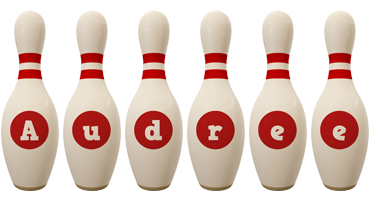 Audree bowling-pin logo
