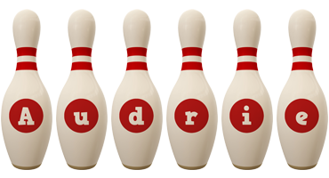 Audrie bowling-pin logo