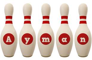 Ayman bowling-pin logo