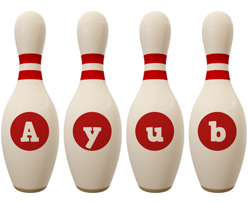 Ayub bowling-pin logo