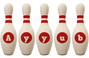 Ayyub bowling-pin logo