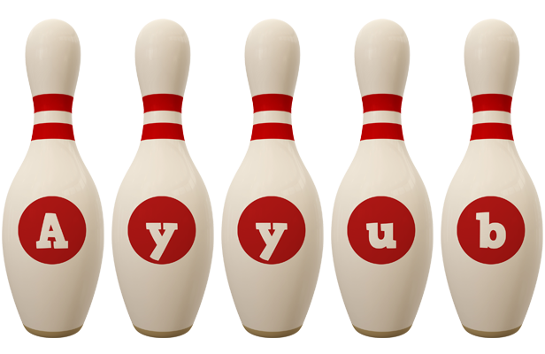 Ayyub bowling-pin logo