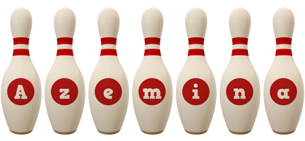 Azemina bowling-pin logo