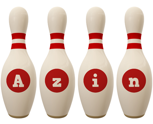 Azin bowling-pin logo