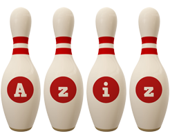 Aziz bowling-pin logo