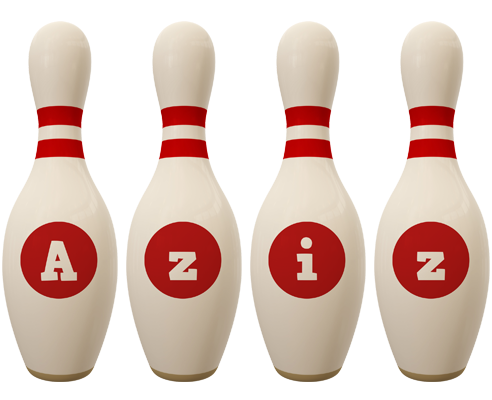 Aziz bowling-pin logo