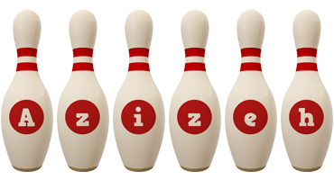 Azizeh bowling-pin logo