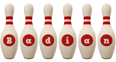 Badian bowling-pin logo