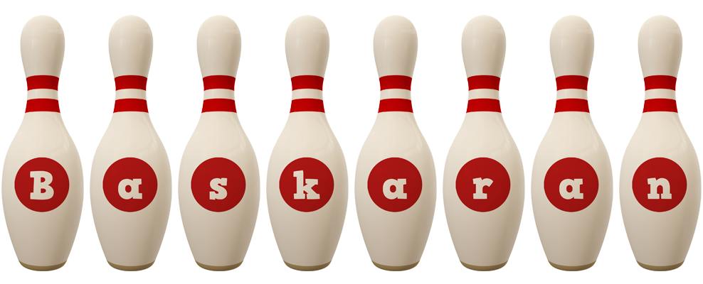 Baskaran bowling-pin logo