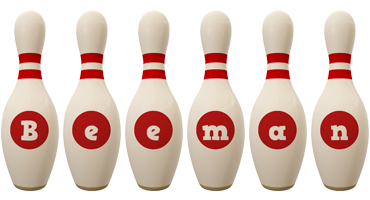 Beeman bowling-pin logo