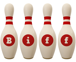 Biff bowling-pin logo