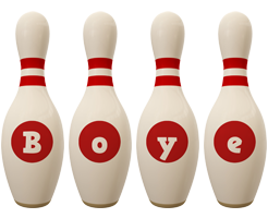 Boye bowling-pin logo