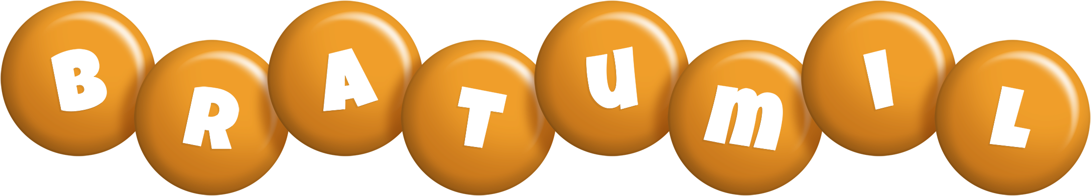 Bratumil candy-orange logo