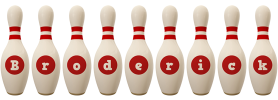 Broderick bowling-pin logo