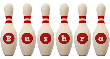 Bushra bowling-pin logo