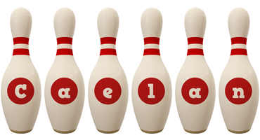 Caelan bowling-pin logo