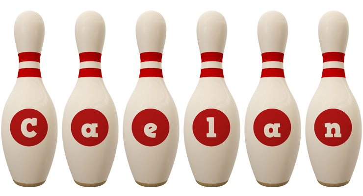Caelan bowling-pin logo