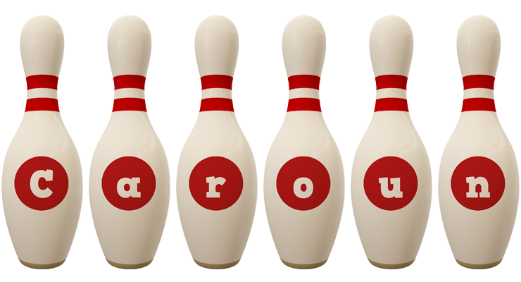 Caroun bowling-pin logo