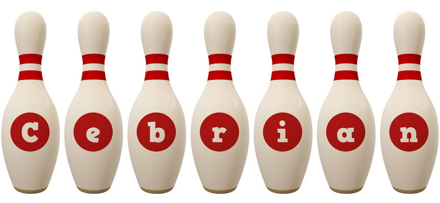 Cebrian bowling-pin logo