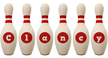 Clancy bowling-pin logo