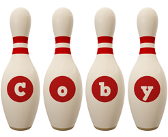 Coby bowling-pin logo