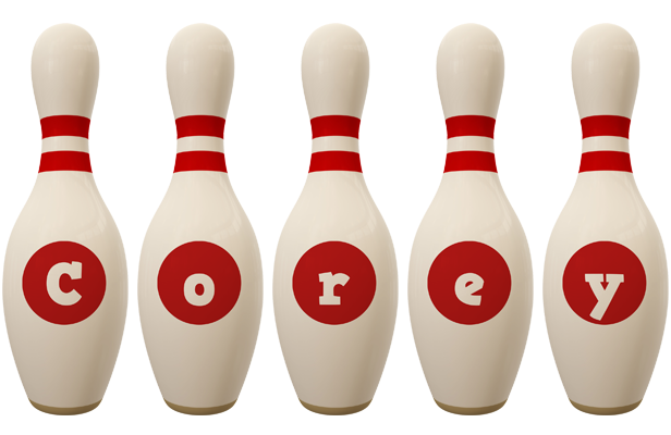 Corey bowling-pin logo