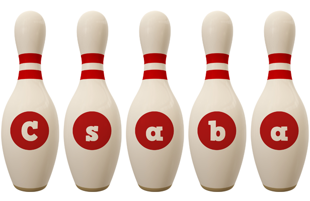 Csaba bowling-pin logo