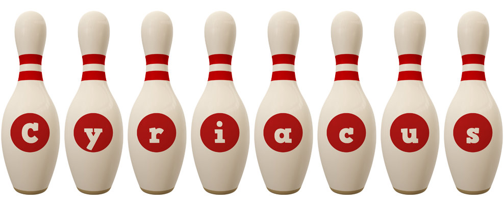 Cyriacus bowling-pin logo