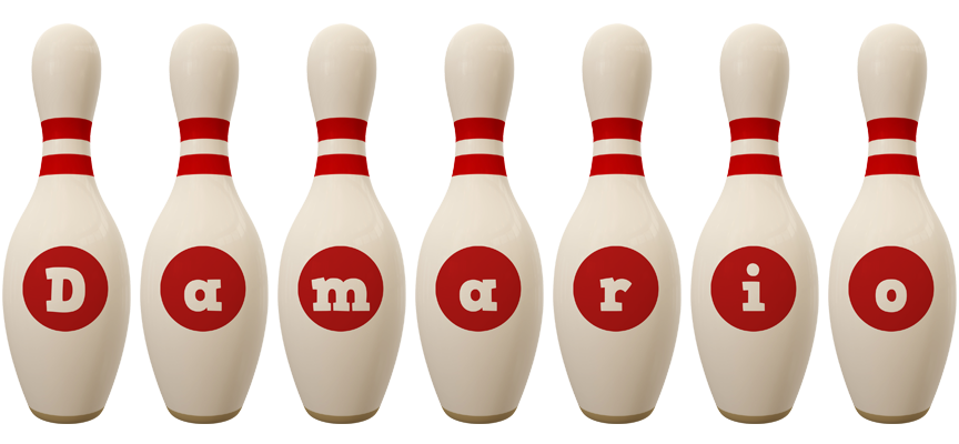 Damario bowling-pin logo