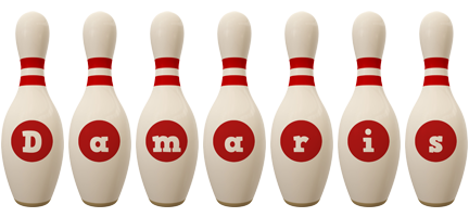 Damaris bowling-pin logo