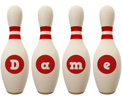 Dame bowling-pin logo