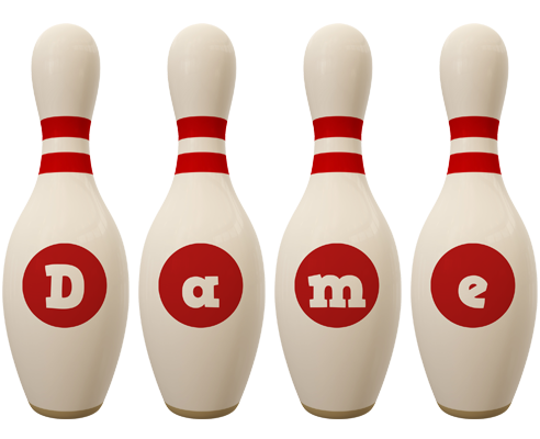 Dame bowling-pin logo
