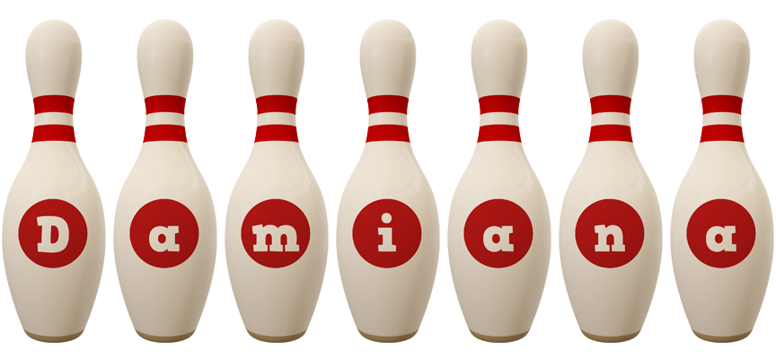 Damiana bowling-pin logo
