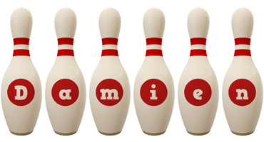 Damien bowling-pin logo