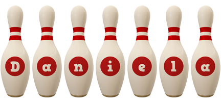 Daniela bowling-pin logo