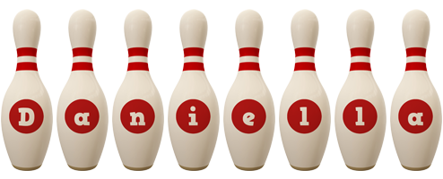 Daniella bowling-pin logo