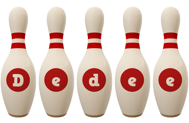 Dedee bowling-pin logo