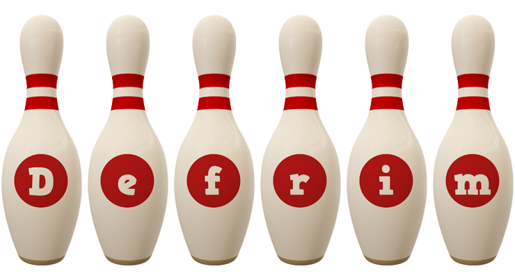 Defrim bowling-pin logo