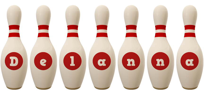 Delanna bowling-pin logo