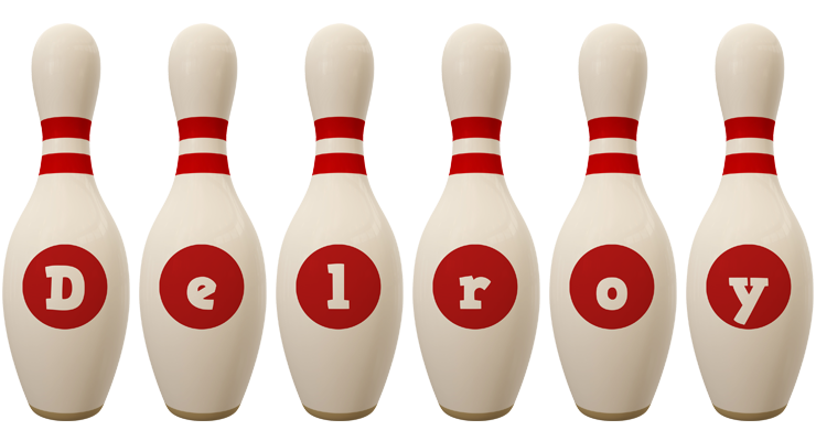 Delroy bowling-pin logo