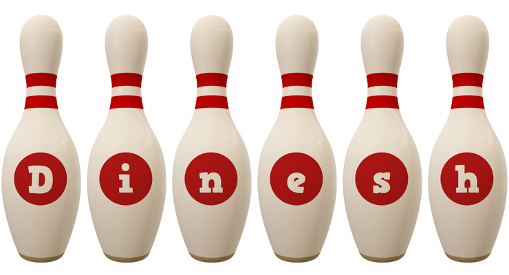 Dinesh bowling-pin logo