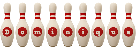 Dominique bowling-pin logo