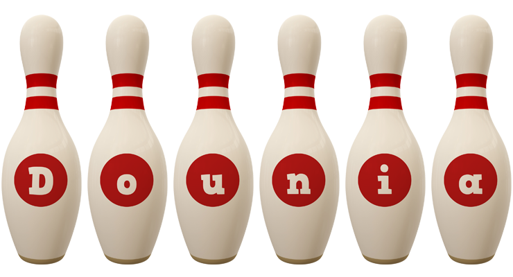 Dounia bowling-pin logo
