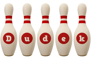 Dudek bowling-pin logo