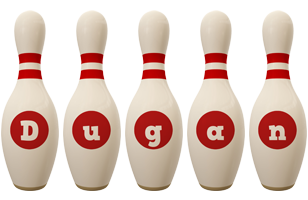 Dugan bowling-pin logo