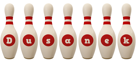 Dusanek bowling-pin logo