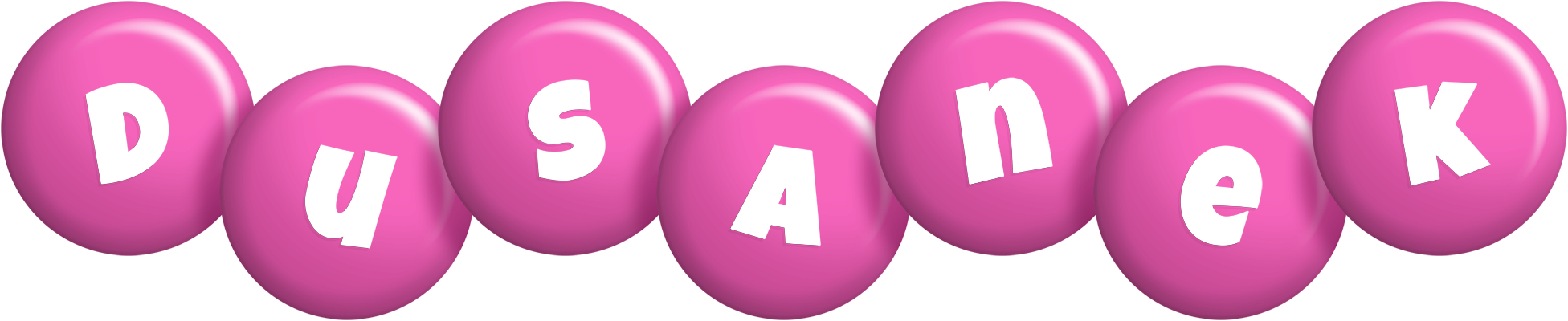 Dusanek candy-pink logo